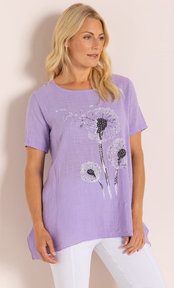 Dandelion Printed Short Sleeve Cotton Top