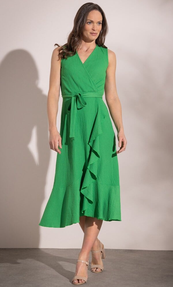 Sleeveless Frill Midi Dress