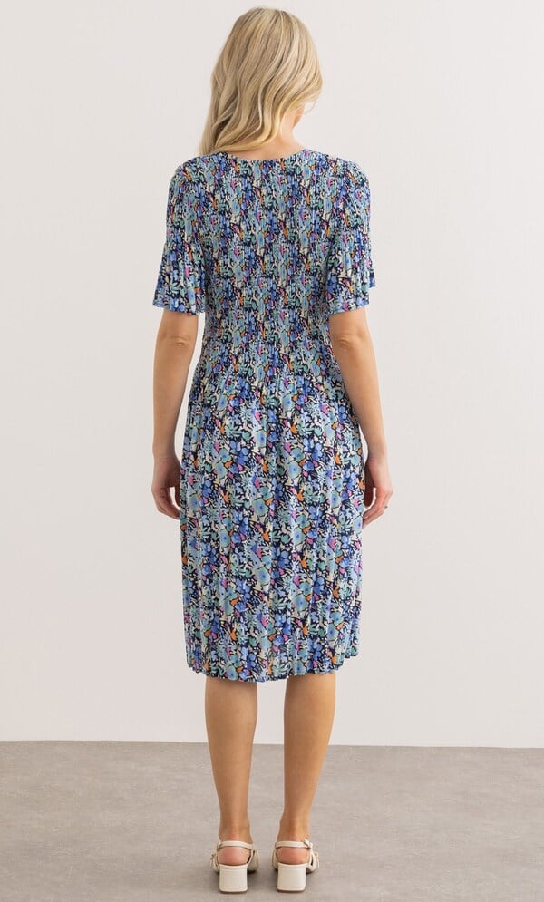 Floral Print Pleated Dress