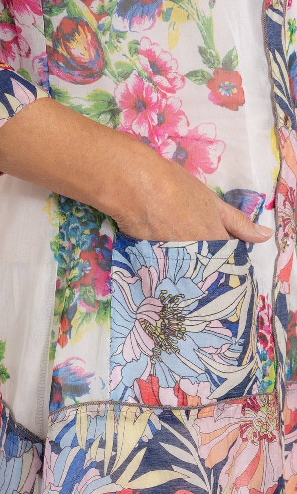 Anna Rose Floral Print Semi Sheer Blouse