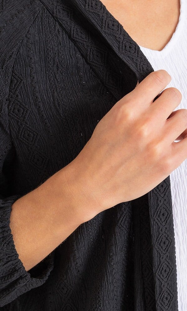 Patterned Open Front Jersey Cardigan