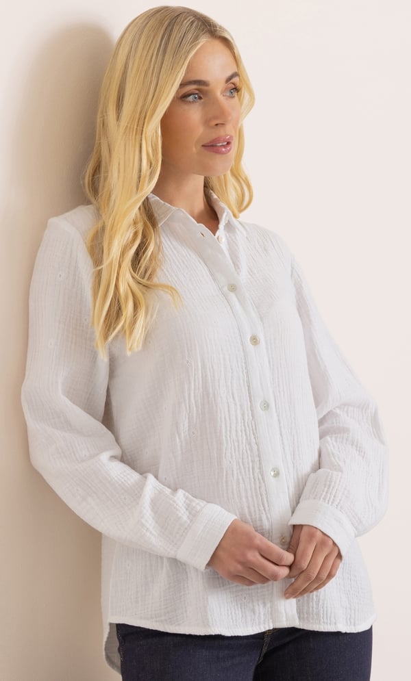 Embroidered Cotton Long Sleeve Shirt