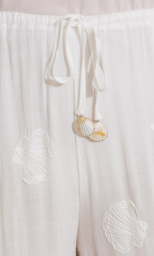 Embroidered Wide Leg Beach Trousers