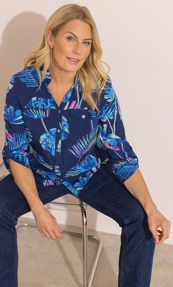 Anna Rose Leaf Print Blouse