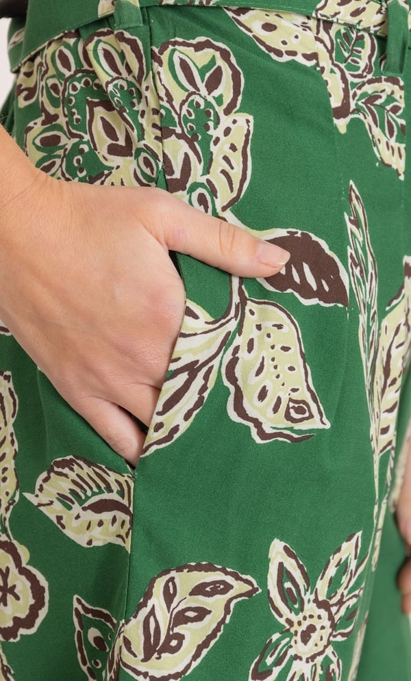 Botanical Printed Wide Leg Cropped Trousers