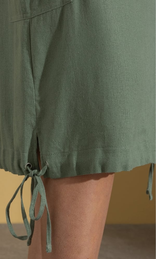Linen Blend Tie Hem Utility Skirt