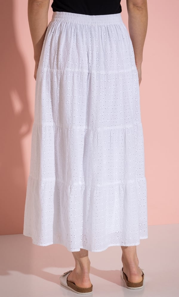 Eyelet Embroidered Cotton Maxi Skirt
