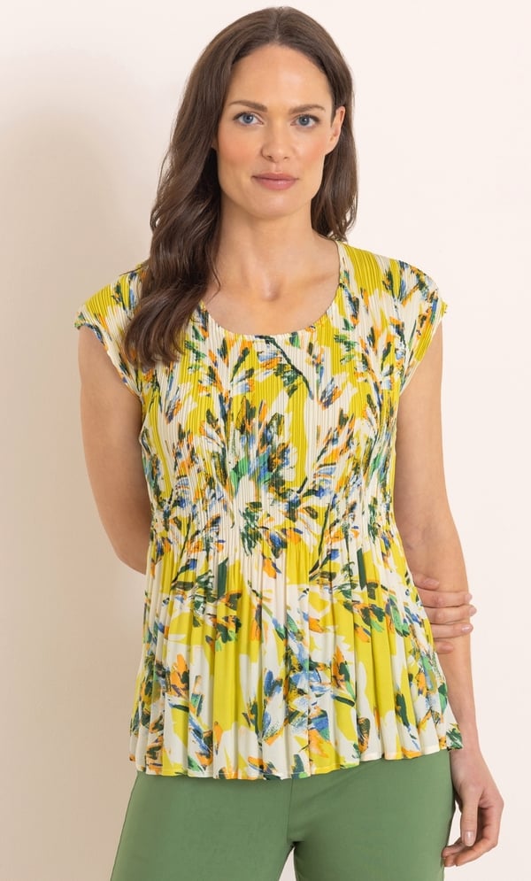 Botanical Print Pleated Top