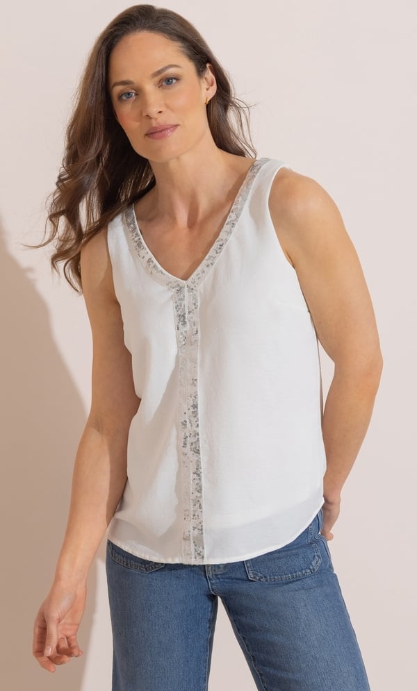 Sequin Trim Vest Top