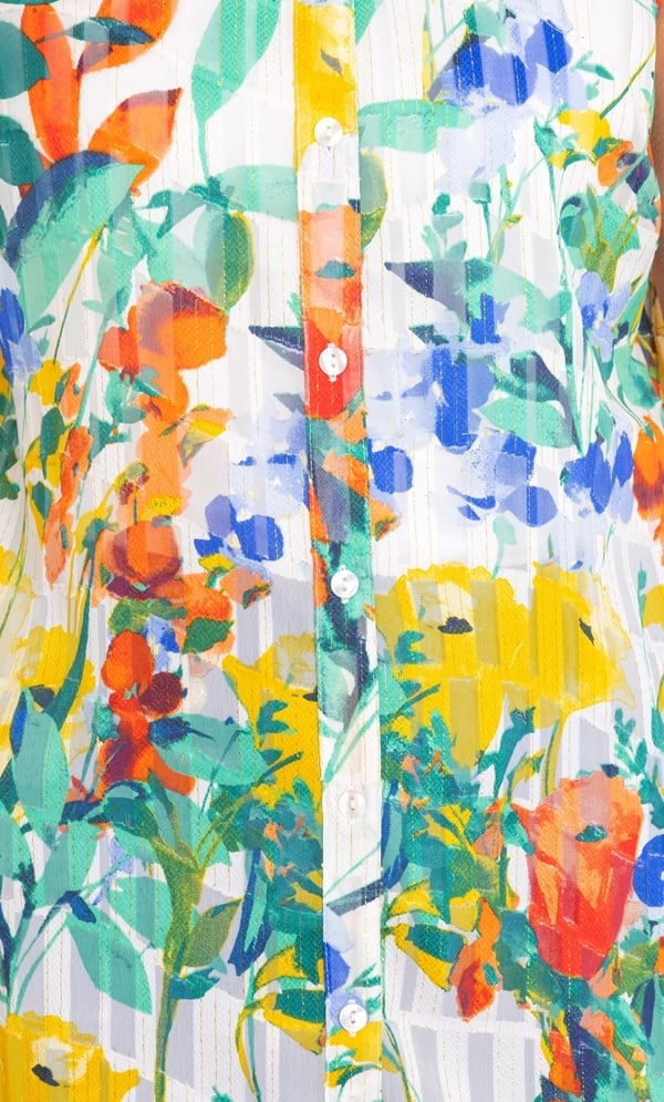 Anna Rose Garden Print And Shimmer Stripe Blouse