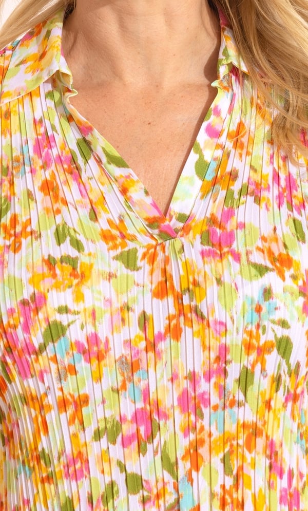 Anna Rose Floral Print Pleated Top