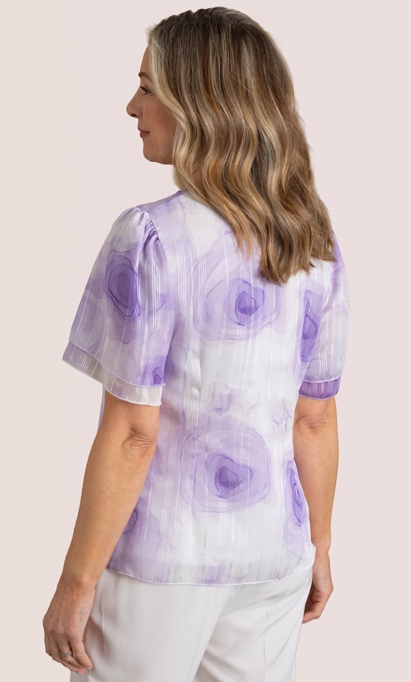 Anna Rose Printed Shimmer Stripe Top