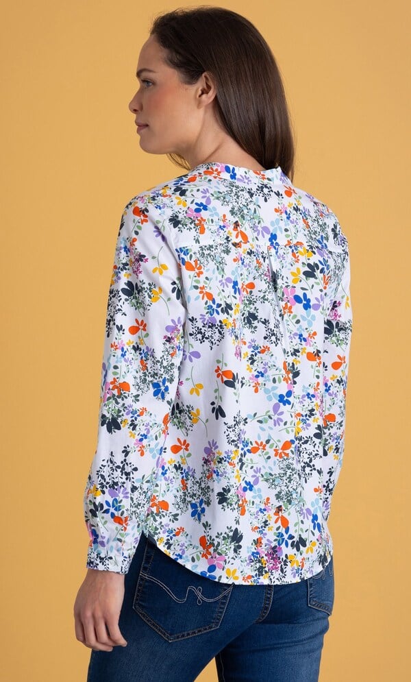 Garden Print Cotton Stretch Blouse