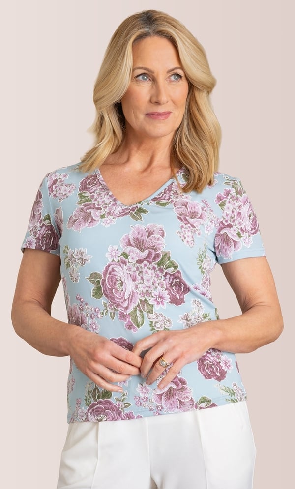 Anna Rose Textured Printed Jersey Top
