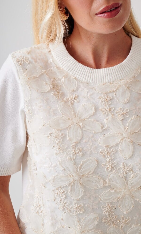 Floral Embellished Knitted Top