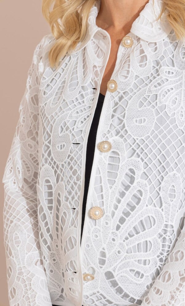 Crochet Lace Button Jacket