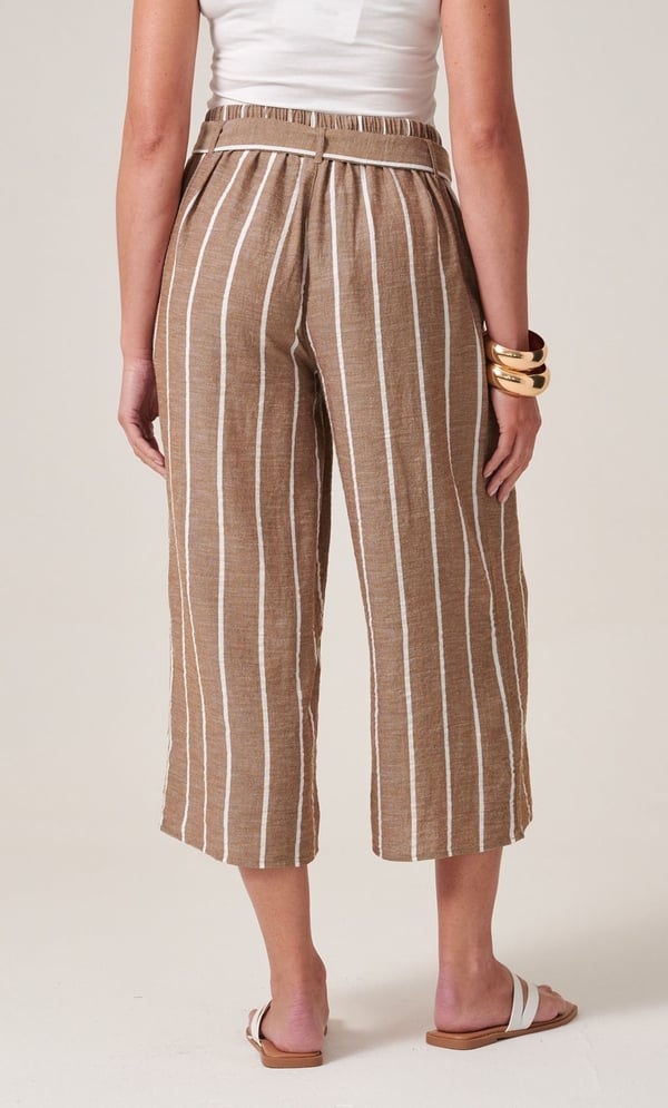 Striped Wide Leg Cropped Trousers