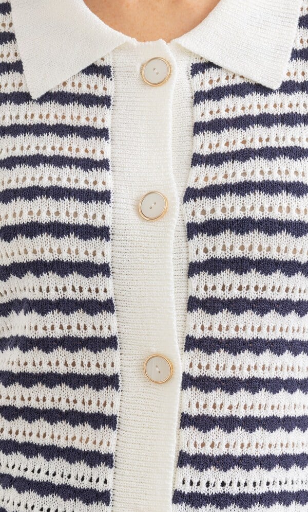 Anna Rose Stripe Crochet Knit Cardigan
