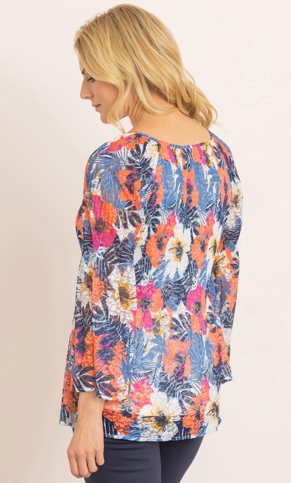 Bouquet Printed Pleated Lace Top