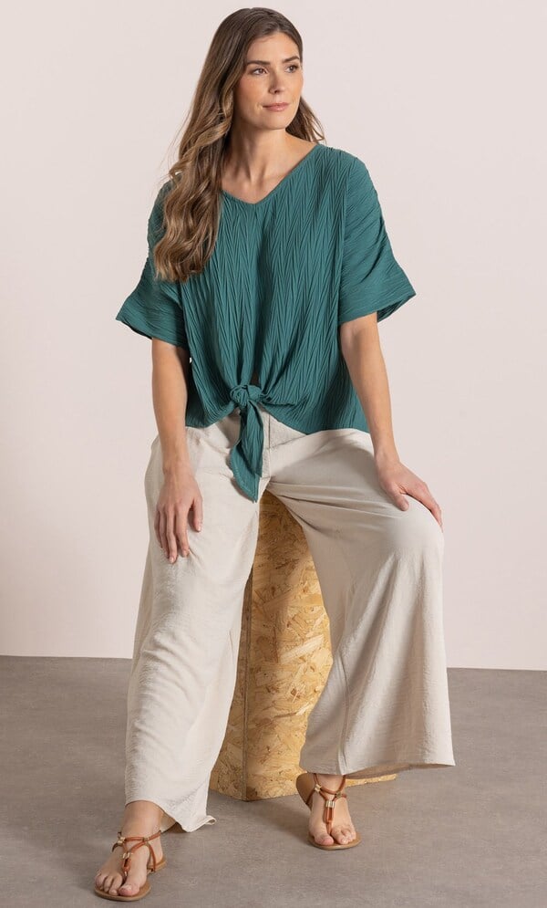 Textured Tie Hem Top