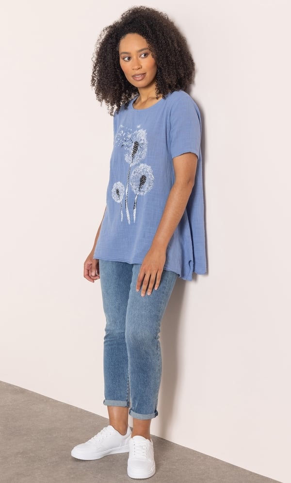 Dandelion Printed Short Sleeve Cotton Top