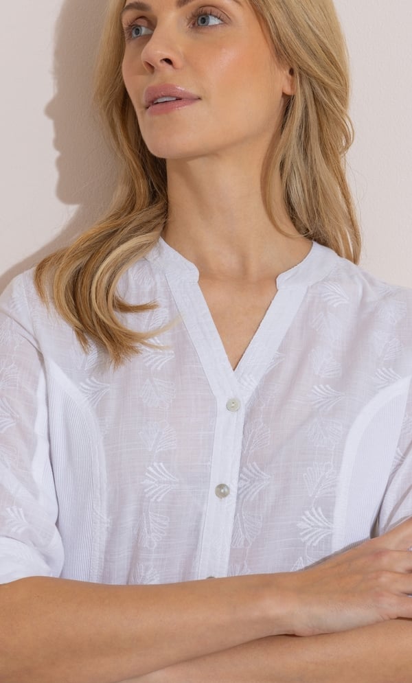 Embroidered Fitted Cotton Ribbed Shirt