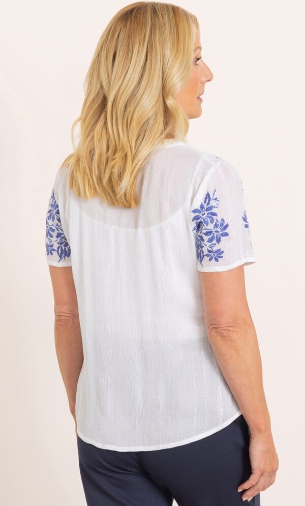 Anna Rose Embroidered Short Sleeve Blouse
