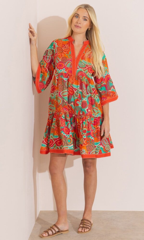 60s dresses Retro Stage 1960s Daisy Lapel Belted Mini Dress in Multicolor