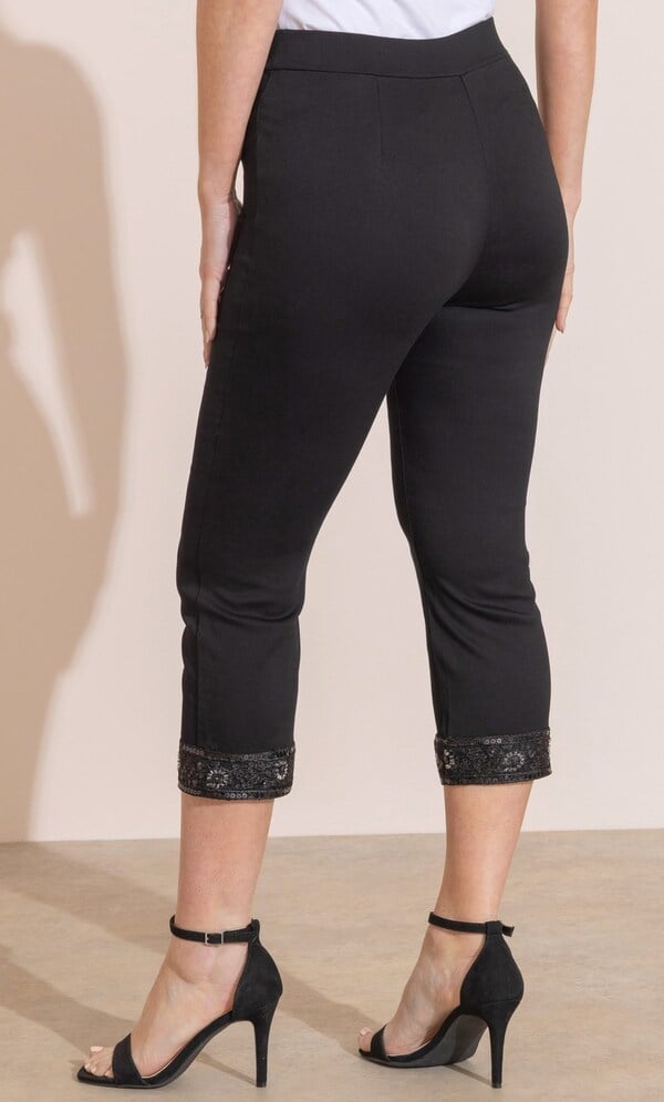 Embellished Pull On Capri Trousers