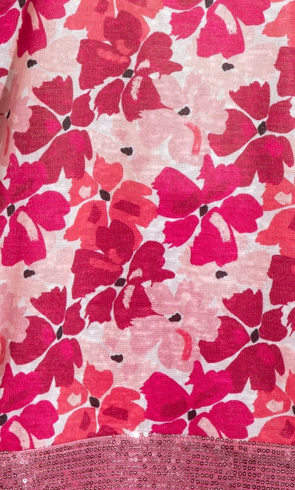 Embellished Lightweight Floral Print Knit Top