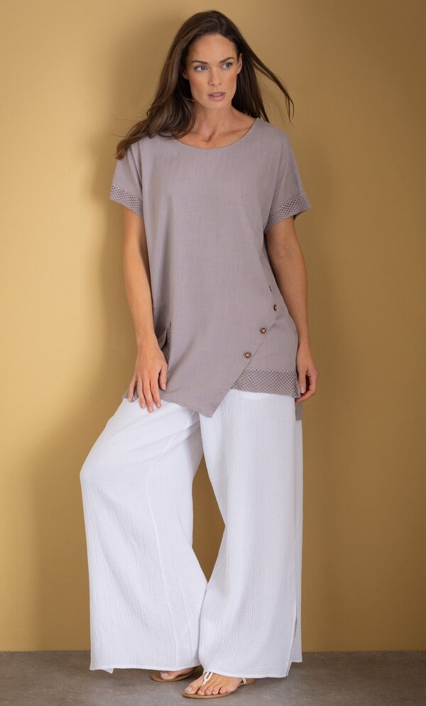 Linen Blend Loose Fit Top
