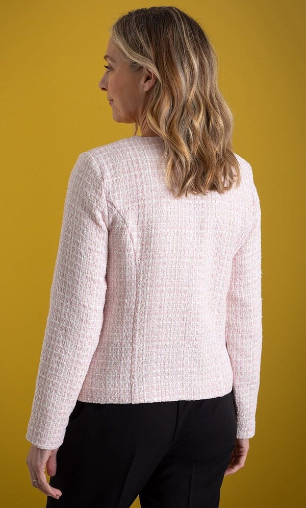 Anna Rose Double Breasted Shimmer Boucle Jacket in Pink | Klass