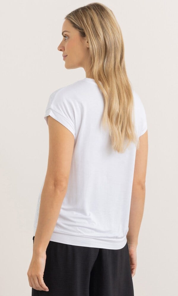 Lace And Jersey Short Sleeve Top