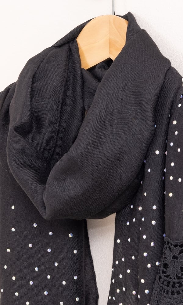 Lightweight Embellished Lace Trim Scarf