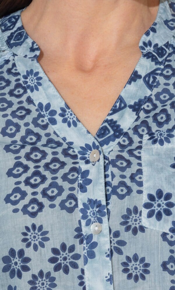 Floral Printed Fitted Cotton Ribbed Shirt