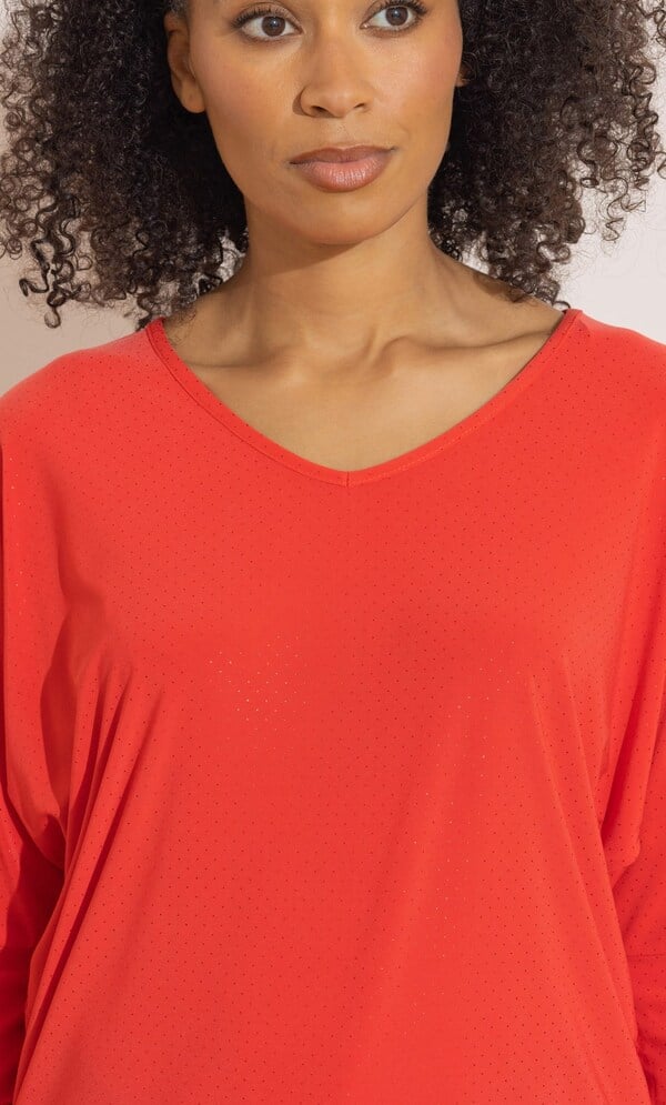 Foil Spot Batwing Top