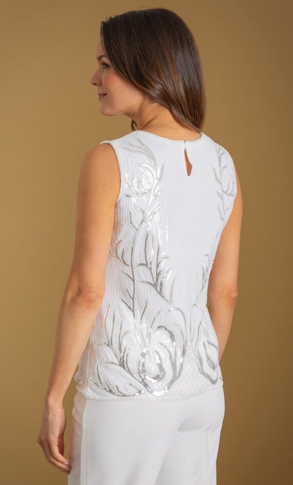 Embellished Mesh Sleeveless Top