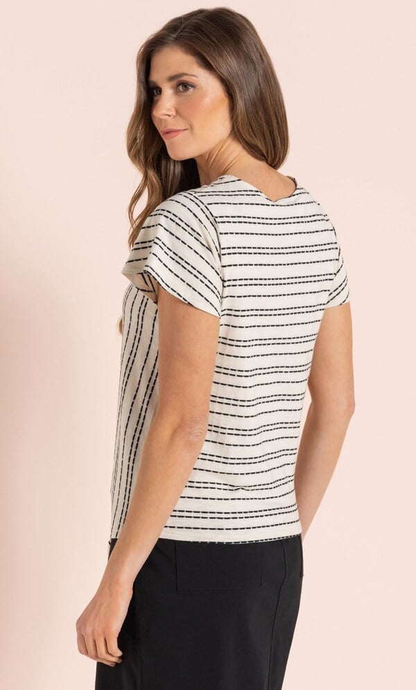 Striped Tie Hem Jersey Top