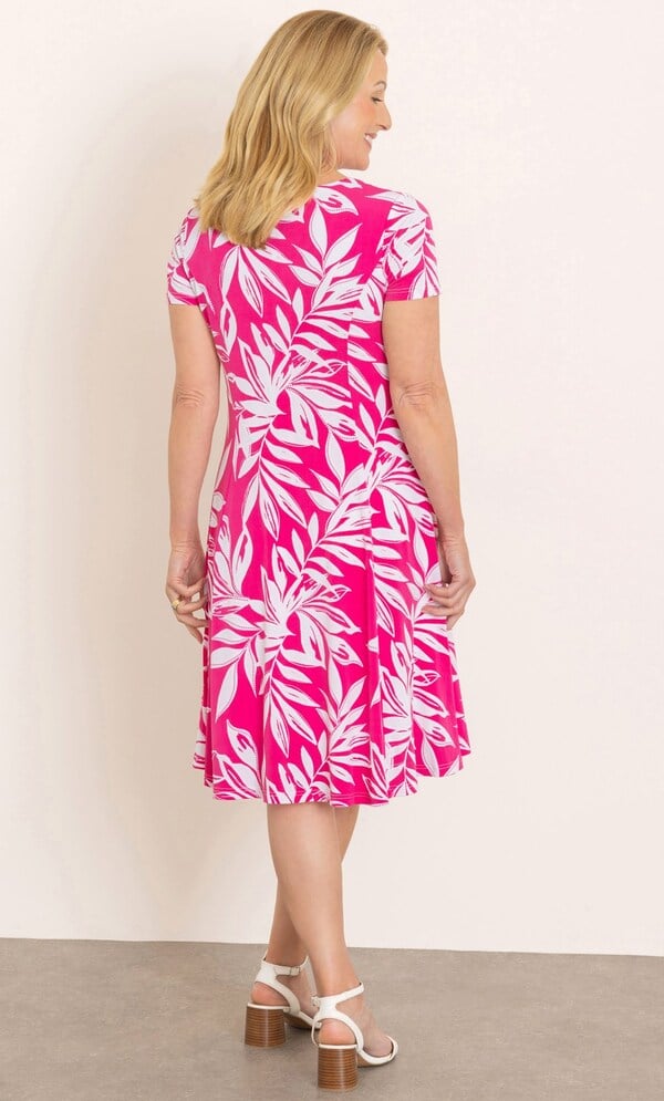 Anna Rose Textured Leaf Print Jersey Dress