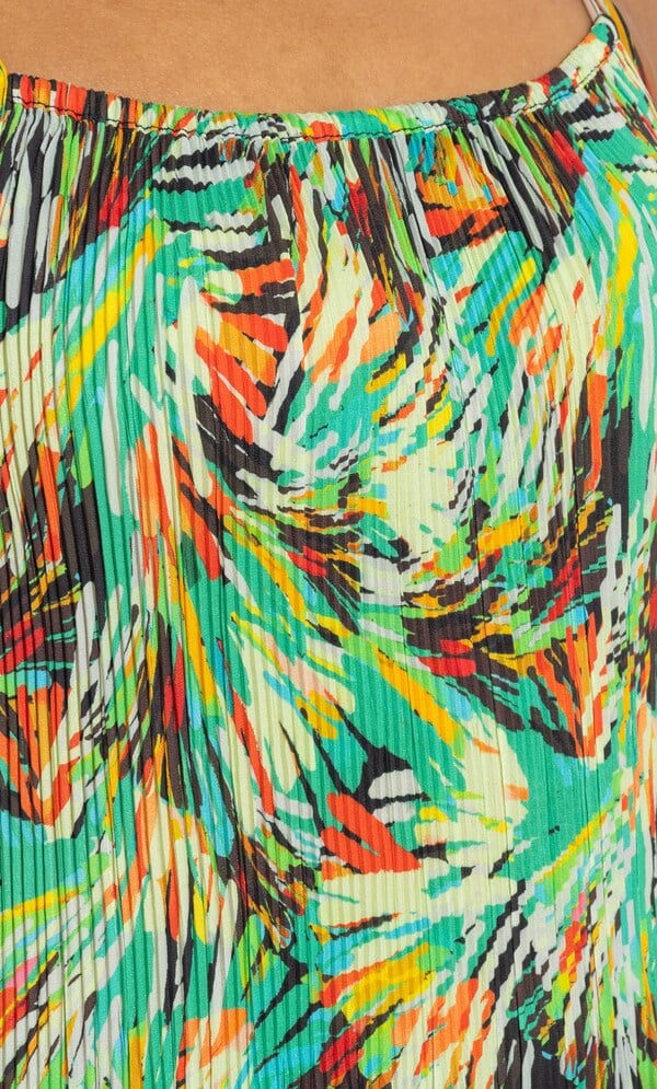 Printed Strappy Pleated Midaxi Dress