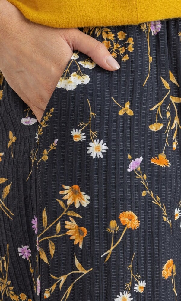Wide Leg Botanical Print Trousers