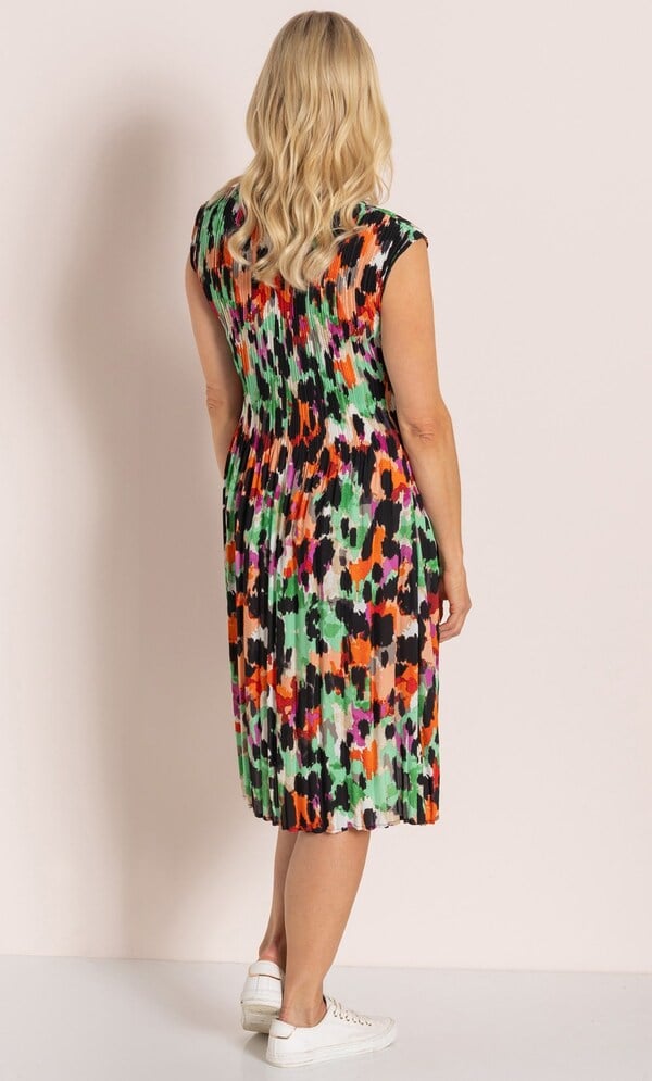 Pleated Print Dress