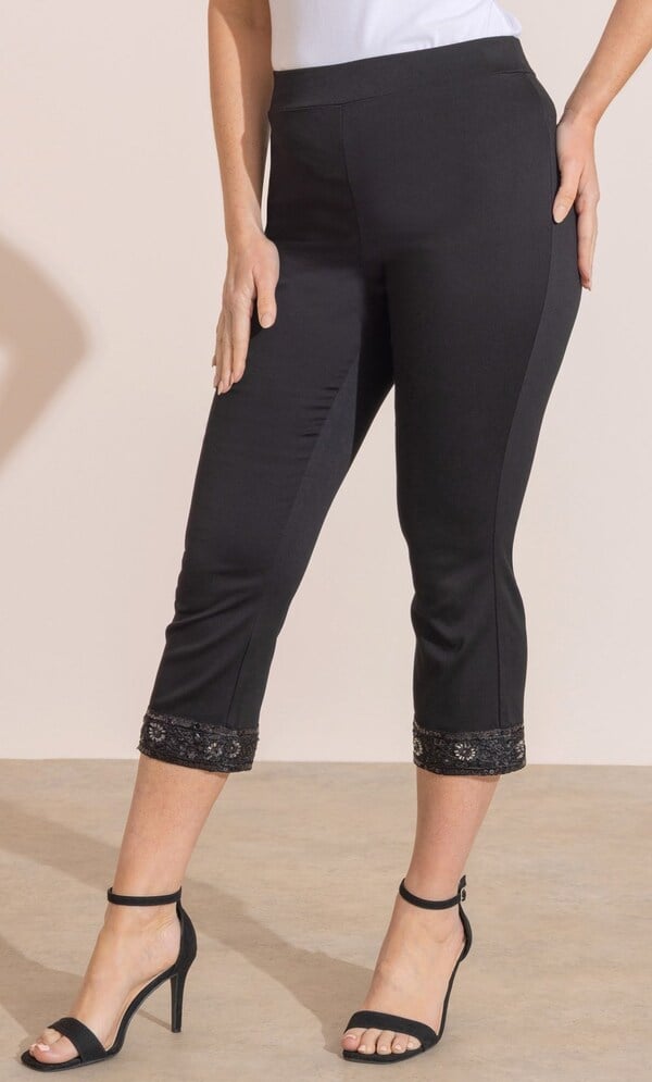 Embellished Pull On Capri Trousers