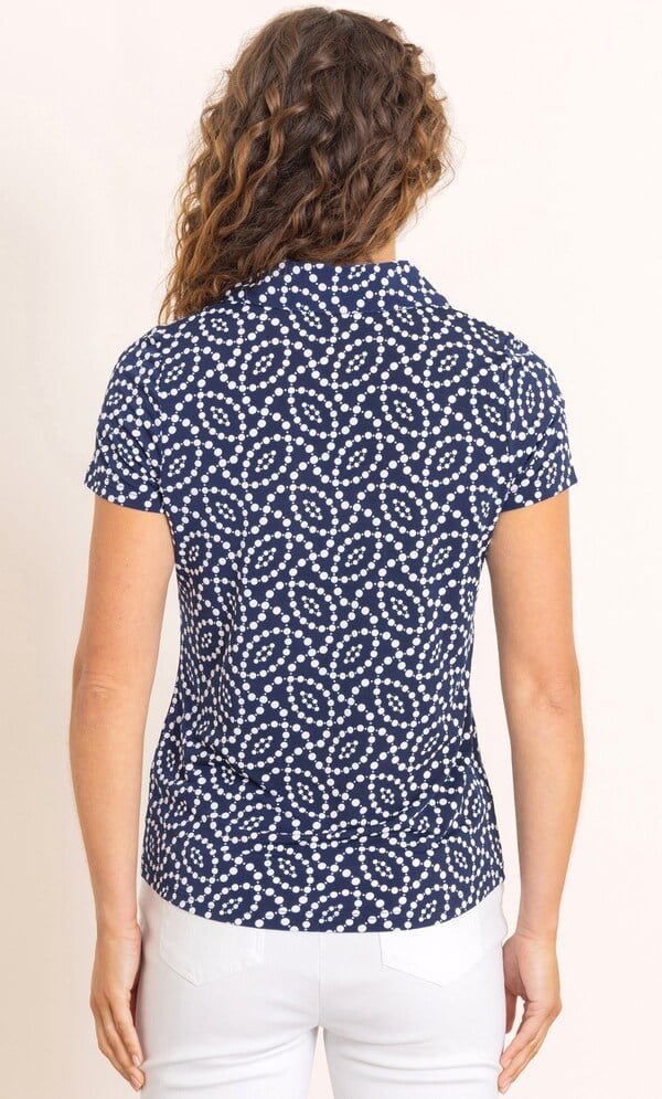 Anna Rose Spot Print Polo Top