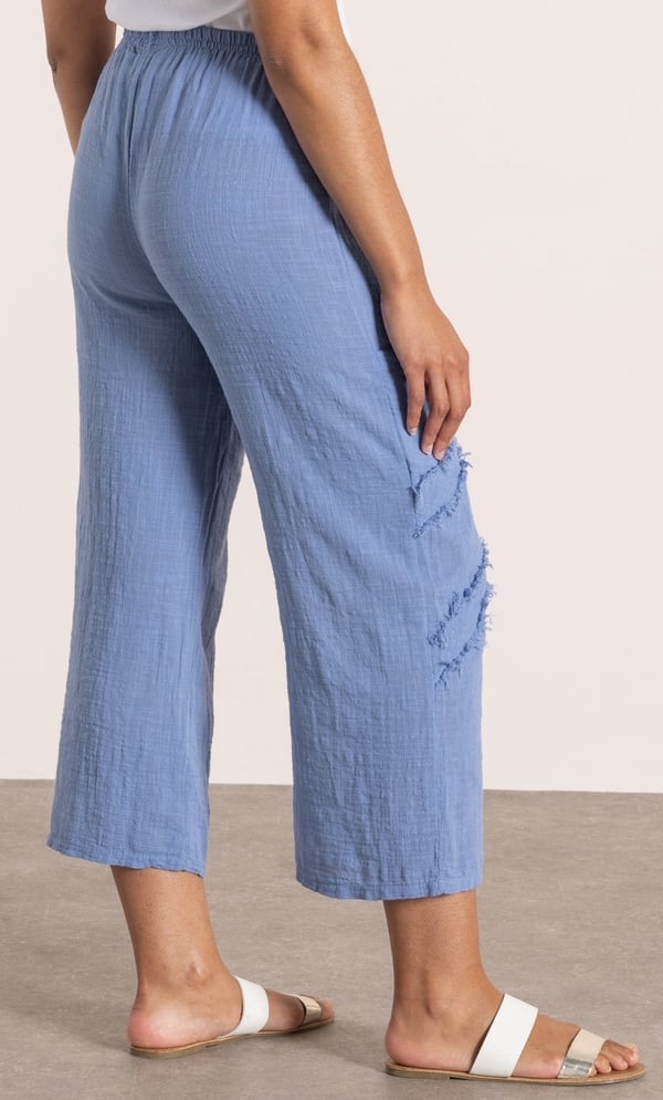 Wide Leg Cropped Cotton Trousers