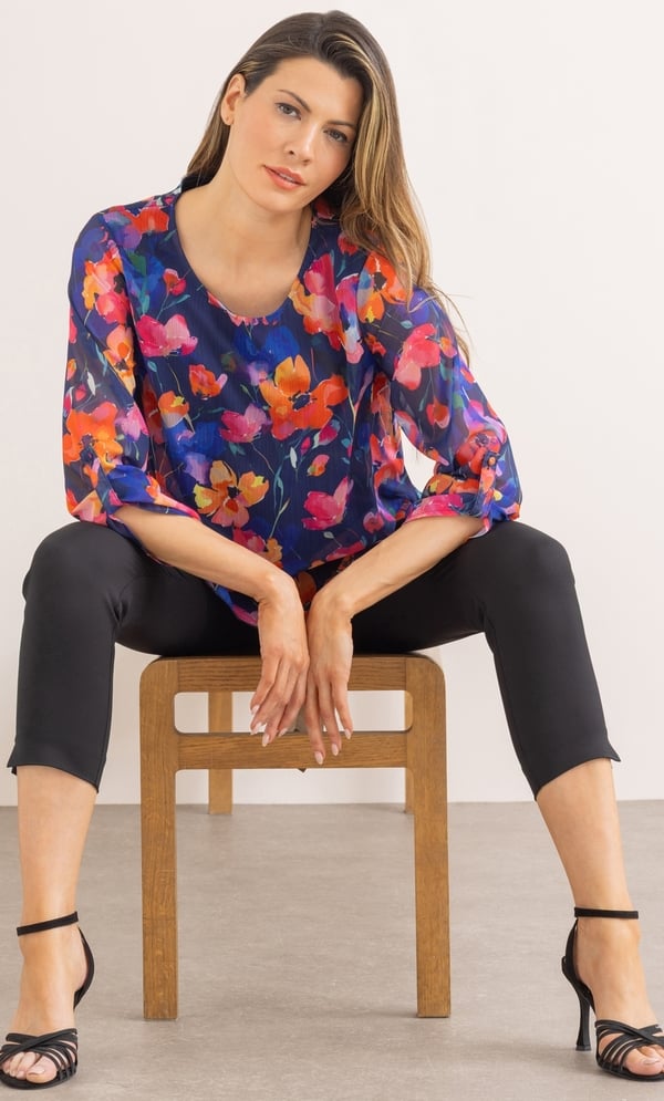 Garden Print Dip Hem Top