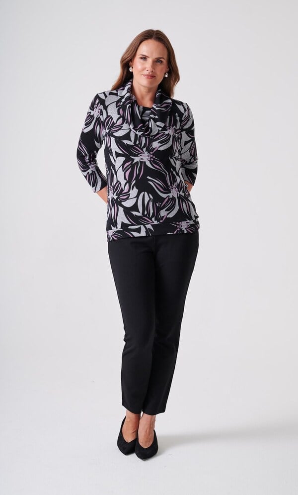 Anna Rose Printed Cowl Neck Top