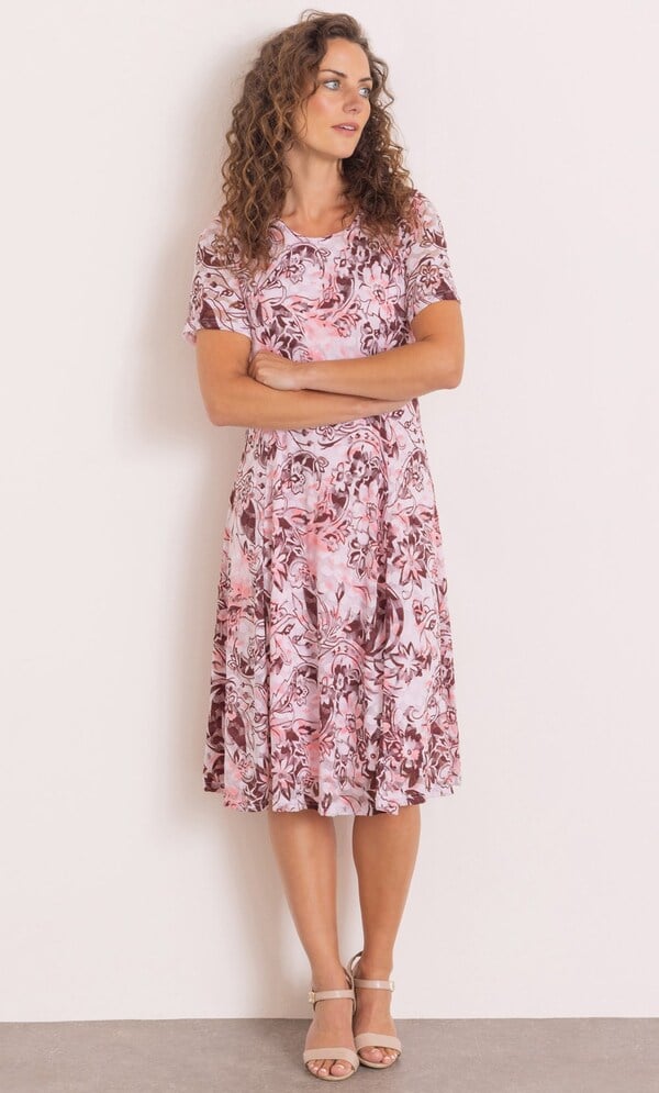 Anna Rose Printed Lace Panelled Dress