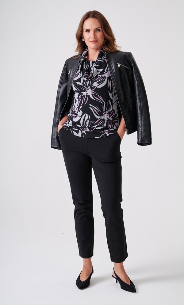 Anna Rose Printed Cowl Neck Top