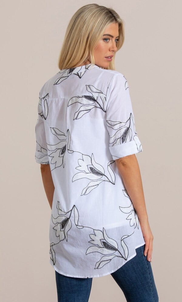 Shimmer Embroidered Cotton Shirt